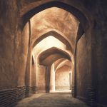 brown lit concrete pathway