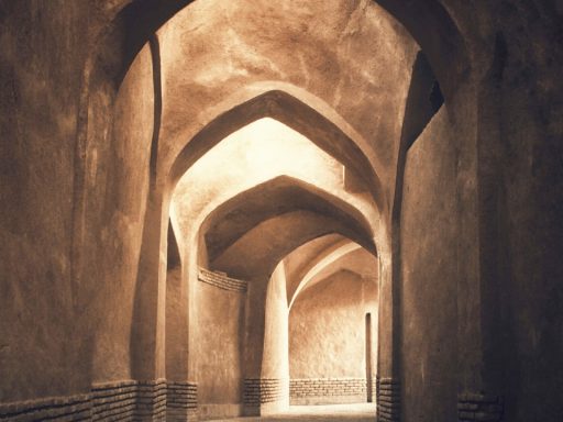 brown lit concrete pathway