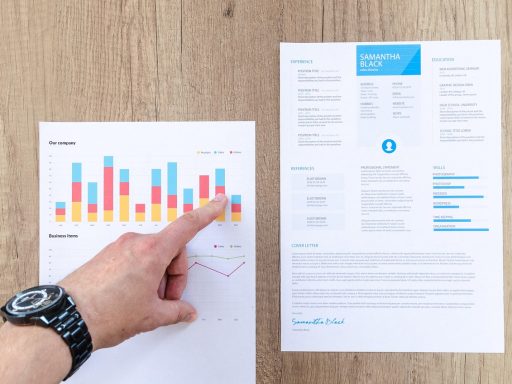 Persoon bekijkt beleggingsgrafieken op laptop voor duurzaam investeren